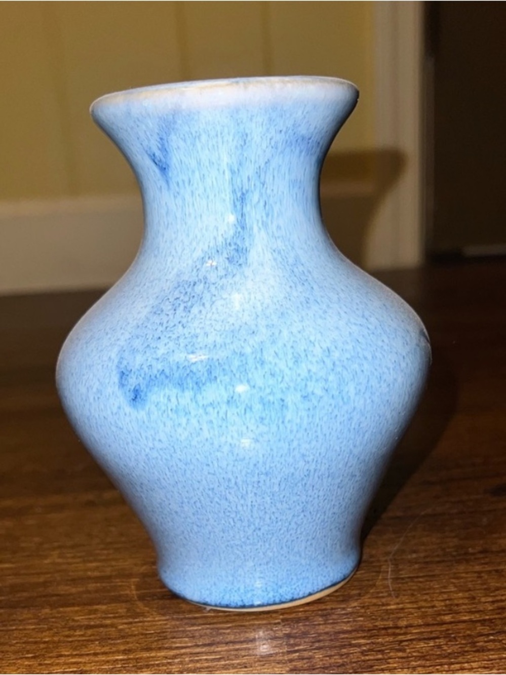 Ceramic Pottery Vase Blue Glazed Handmade Porcelain Sculpted Decor Accents